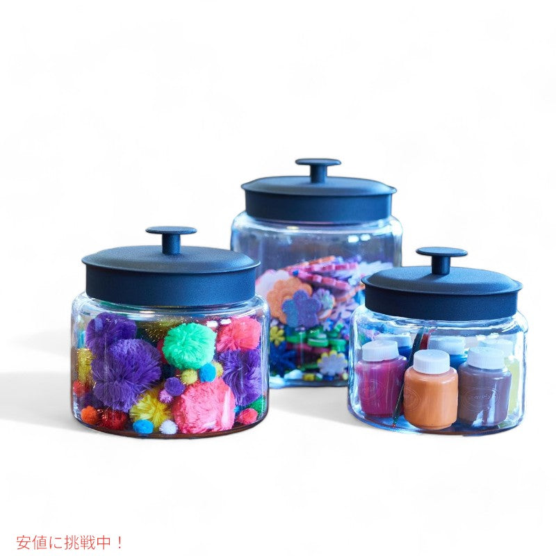 アンカーホッキング モンタナ・ガラス・ジャー  Anchor Hocking  Fresh Seal Lids Canister Set Black Metal 3Piece Set 4