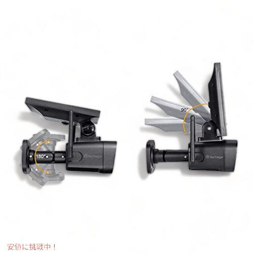 Techage SL669 太陽電池式 防犯カメラ 疑似カメラ ダミーカメラ 人感感知式投光器 リアルな見た目 取付簡単 2個入り(ブラック) 5