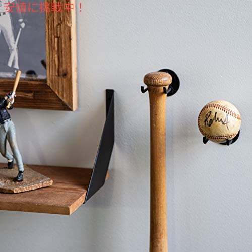Wallniture Sporta 野球ホルダー 野球バット 壁掛けディスプレイスタンド  2個セット ブラック 2