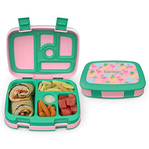 Bentgo ベントゴー キッズ プリント 漏れ防止、5 コンパートメント弁当スタイルの子供用ランチボックス  (トロピカル) 1
