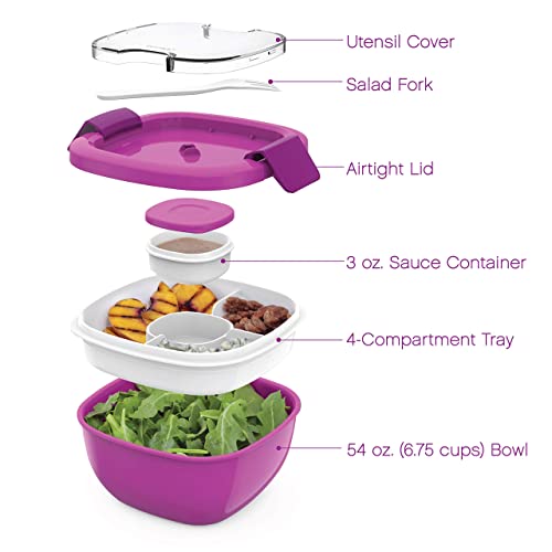 Bentgo ベントゴー Salad - 積み重ね可能なランチコンテナ 54オンスの大きなサラダボウル 再利用可能なフォーク内蔵、BPAフリー (パープル) 4