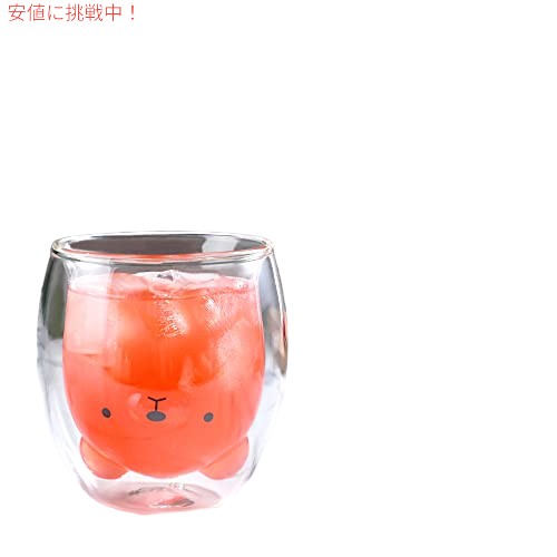 ビノスター クマのマグ かわいいマグカップ ガラス 二重壁 断熱ガラス (クマ) 5