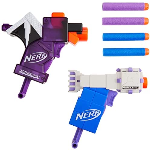 NERF MicroShots マインクラフト エンダードラゴンとエルダーガーディアン ミニブラスター 2パック エリートダーツ4本 1