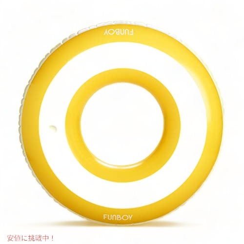 FUNBOYインフレータブルストライプ特大直径50インチドーナツプールフロートチューブ-まろやかで黄色いカバナ 2