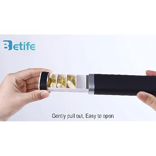 ベティフェ　ピルオーガナイザー 7 日間、Betife デイリーピルボックス、ウィークリートラベルピルケース (ブラック) 7