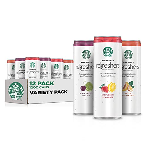 スターバックス RTD エナジー ドリンク、リフレッシャー、3 フレーバー バラエティ パック、12 オンス スリーク缶 (12 パック) 1