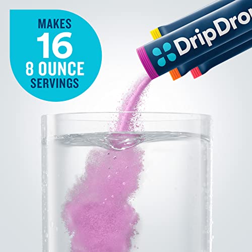 DripDrop Hydration - 電解質パウダー パケット - スイカ、ベリー、オレンジ、レモン - 16 カウント 6