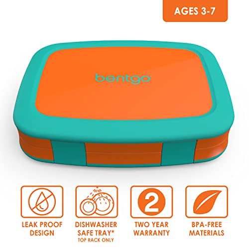 Bentgo ベントゴー Kids Brights 漏れ防止、5コンパートメント弁当スタイルの子供用ランチボックス(オレンジ) 2