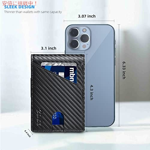 Zitahli スリム RFID ウォレット 二つ折りレザーウォレット ミニマリスト  IDウィンドウと12個のカードスロット付き 3