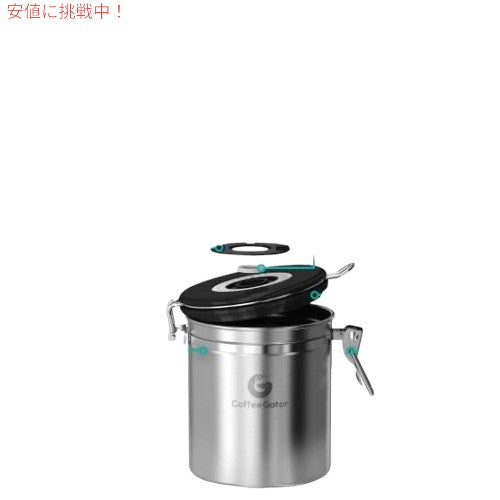 Coffee Gator ステンレススチール製コーヒー粉と豆キャニスター 日付トラッカー CO2放出バルブ 計量スクープ付き Sサイズ シルバー 3