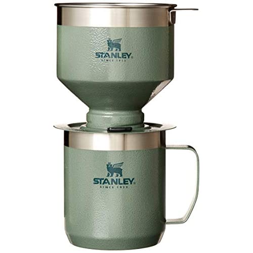 Stanley Camp Pour Over コーヒーブリューワーセット 伝ステンレススチールコーヒードリッパーコーン付き ペーパーレスで再利用可能 1