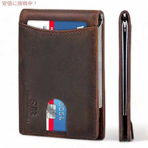 SERMAN BRANDS RFID ブロッキング スリム 二つ折り  ミニマリスト フロントポケット 薄型 メンズ 1