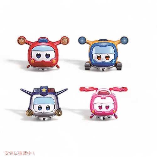 Super Wings スーパーペット 4個パック コレクション スーパーペット ジェット、ドニー、ポール、ディジー、ビークルアクションフィギュア 1