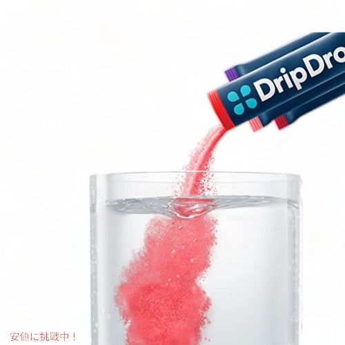 DripDrop Hydration - 電解質パウダー パケット グレープ、フルーツ パンチ、ストロベリー レモネード、チェリー 16 カウント 6