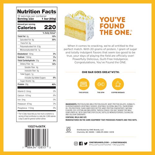 ONE（ワン） プロテインバー [レモンケーキ] 12本入り ONE Protein Bars, Lemon Cake, 12 Bars 2
