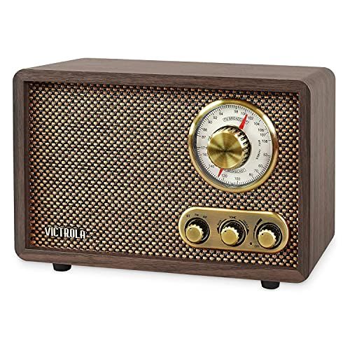 レトロウッドBluetooth FM/AMラジオ、ロータリーダイヤル付き。 1