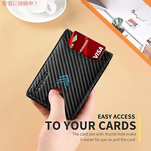RUNBOX メンズ スリム ウォレット ミニマリスト レザー 二つ折り RFID ブロッキング 3