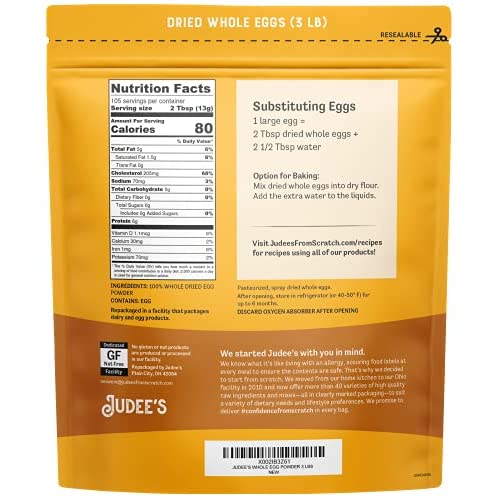 Judee's 乾燥全卵パウダー - 3 ポンド - ベーキング用品 - おいしい 100% グルテンフリー - 朝食やキャンプの食事に最適 2