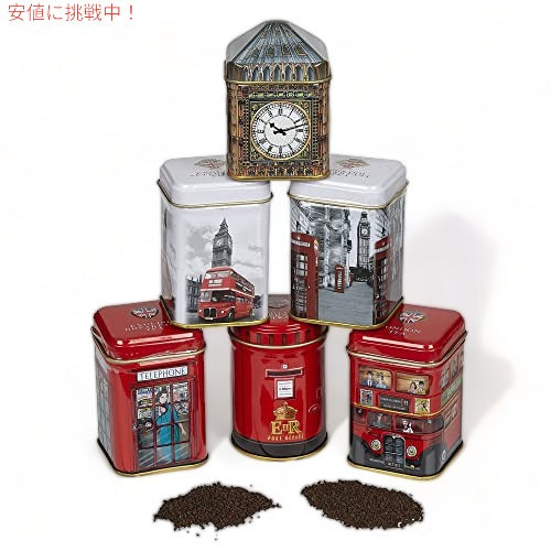 New English Teas 象徴的なロンドンの名所 高級イングリッシュ ルーズ リーフ ティー付きティー缶 6 個 5