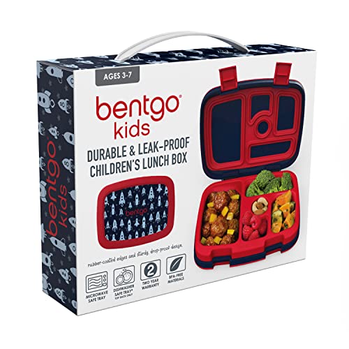 Bentgo ベントゴー キッズ プリント 漏れ防止、5 コンパートメント弁当スタイルの子供用ランチボックス (Rocket) 5