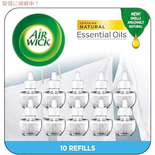 Air Wick エアウィック プラグイン 香りオイル 10リフィル 詰め替え用 [フレッシュリネン] おなじみのフレッシュランドリーの香り 環境にやさしい 芳香剤 1