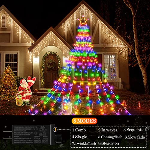 屋外クリスマスデコレーションスターライト、11.8フィート344 ウォーターフォールツリーライト 4