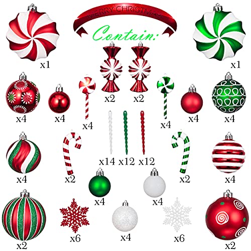 Valery Madelyn 108ct トラディショナル レッド グリーン ホワイト クリスマスボール オーナメント 4