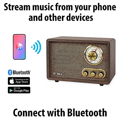 レトロウッドBluetooth FM/AMラジオ、ロータリーダイヤル付き。 2