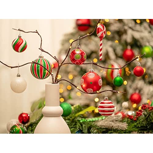 Valery Madelyn 108ct トラディショナル レッド グリーン ホワイト クリスマスボール オーナメント 6