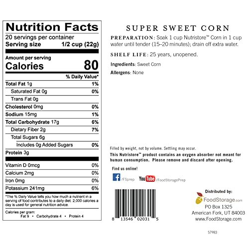 ニュートリストア フリーズドライ コーン4パック緊急食品貯蔵用品 スナックや家庭料理に最適 6