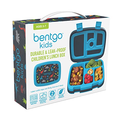 Bentgo ベントゴー Kids Prints 漏れ防止 5コンパートメント 弁当スタイル 子供用ランチボックス (恐竜) 5