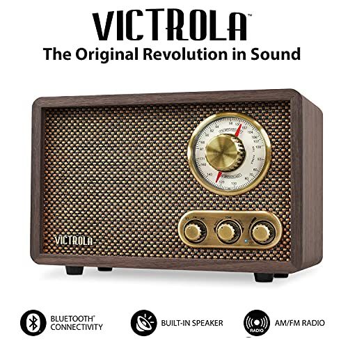 レトロウッドBluetooth FM/AMラジオ、ロータリーダイヤル付き。 3