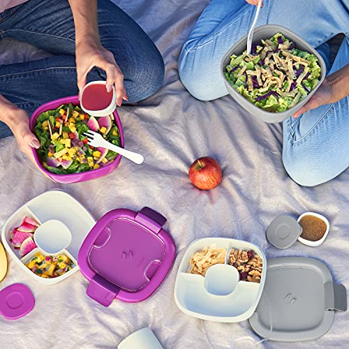 Bentgo ベントゴー Salad - 積み重ね可能なランチコンテナ 54オンスの大きなサラダボウル 再利用可能なフォーク内蔵、BPAフリー (パープル) 3