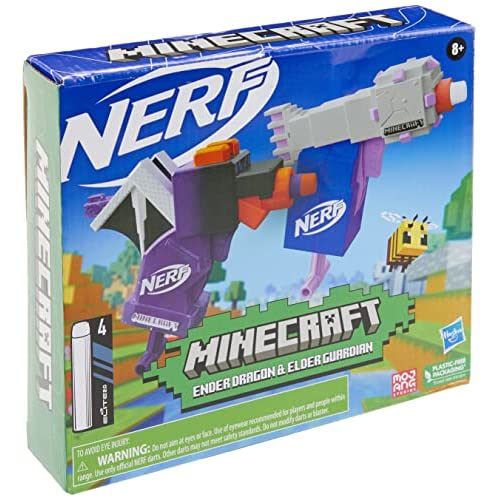 NERF MicroShots マインクラフト エンダードラゴンとエルダーガーディアン ミニブラスター 2パック エリートダーツ4本 2