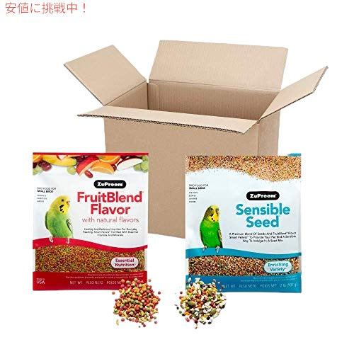 ZuPreem Bundle FruitBlend フレーバー ペレット & 小鳥用センシブル シード、2 ポンド (2 パック) 1