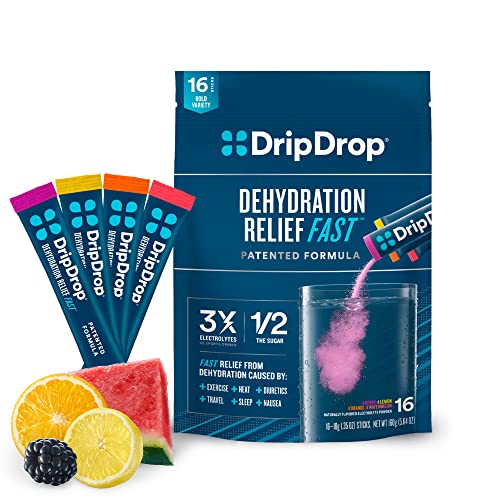 DripDrop Hydration - 電解質パウダー パケット - スイカ、ベリー、オレンジ、レモン - 16 カウント 1