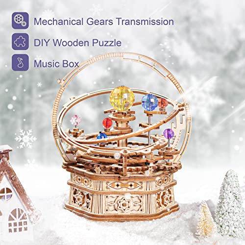 RoWood 3D木製パズル 大人 用 DIYオルゴール メカニカルクラフトキット デスクディスプレイ 子供の日/誕生日/クリスマスのギフト - 星月夜 2