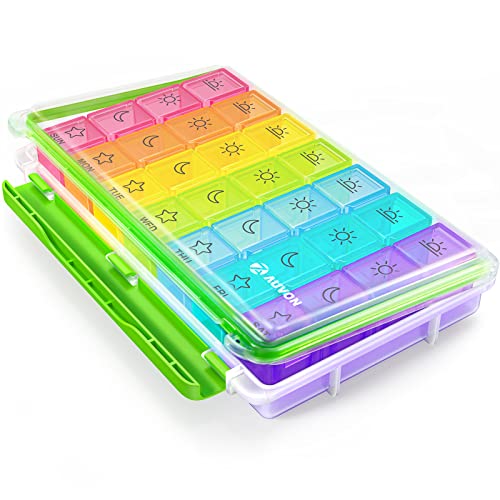 AUVON iMedassist 防湿ウィークリーピルオーガナイザー 1日4回、7日分の大型ピルボックス 1