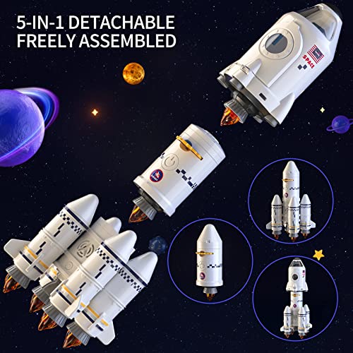 TEMI スペースシャトルロケットのおもちゃ子供用科学教育玩具 5-in-1 STEM航空宇宙おもちゃ 2人の宇宙飛行士 3