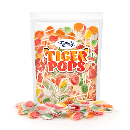Funtasty Tiger Pops フルーツ風味のロリポップ ハード キャンディー、バルク パック 2 ポンド (75 カウント) 1