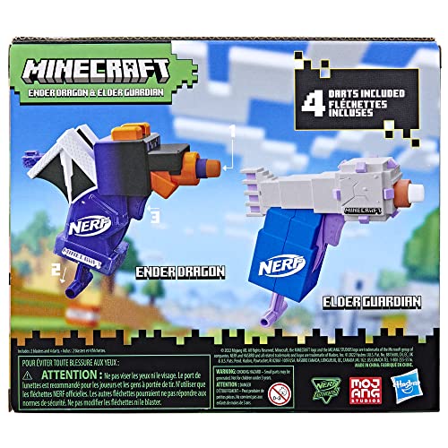 NERF MicroShots マインクラフト エンダードラゴンとエルダーガーディアン ミニブラスター 2パック エリートダーツ4本 3