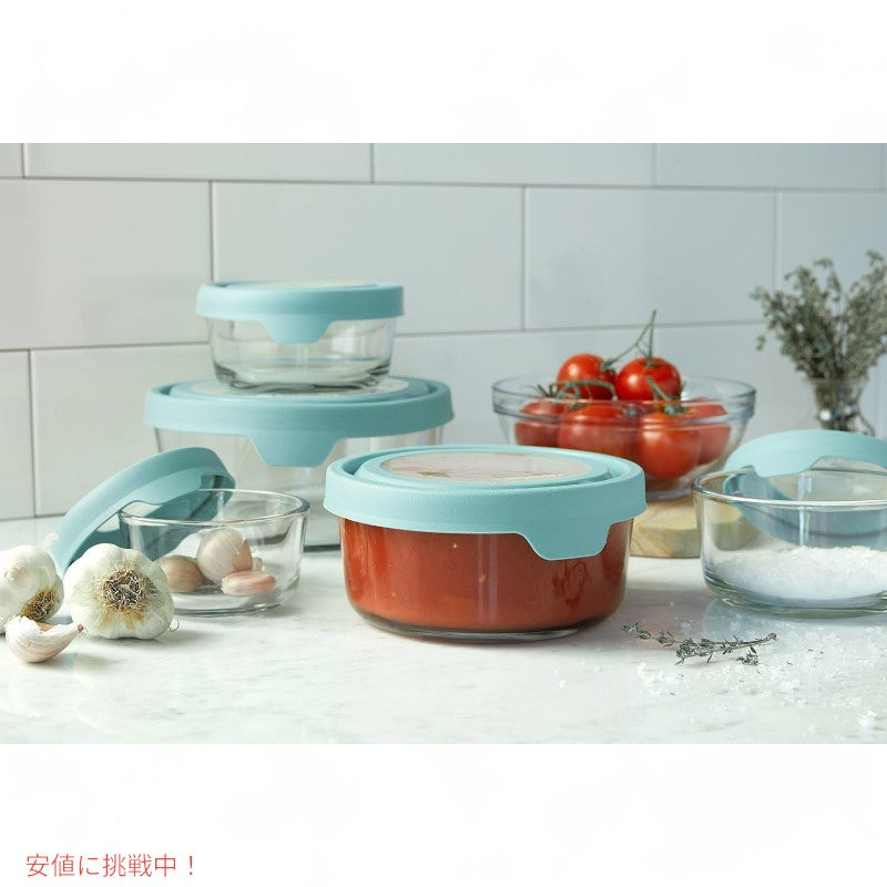 アンカーホッキング Anchor Hocking ガラス 食品保存容器 密閉蓋付き ミネラルブルー TrueSeal Round Glass Food Storage 5 Containers Blue 7