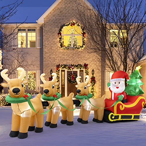 屋外用クリスマスデコレーション、13フィートの照明付きクリスマスインフレータブルサンタクロース 1