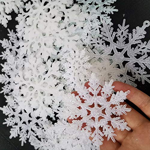 ガスリー 36個パック プラスチック ホワイト スノーフレーク オーナメント クリスマス 3
