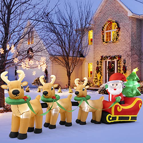 屋外用クリスマスデコレーション、13フィートの照明付きクリスマスインフレータブルサンタクロース 7