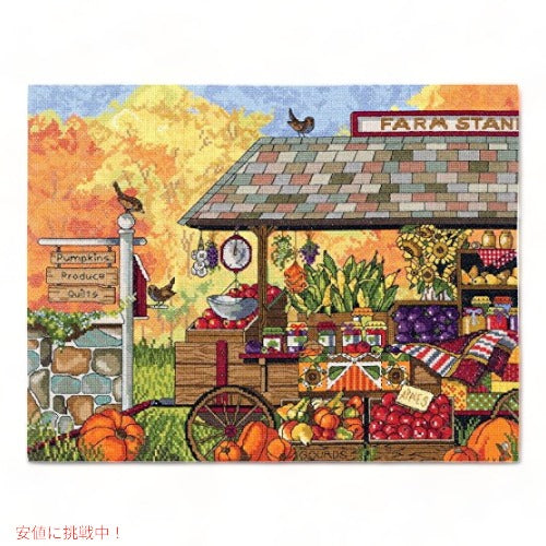 Janlynn 017-0111 Buck's County Farm Stand Counted Cross Stitch Kit、16 x 12 2
