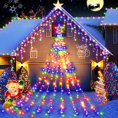 屋外クリスマスデコレーションスターライト、11.8フィート344 ウォーターフォールツリーライト 1