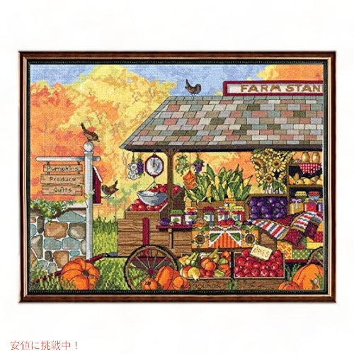 Janlynn 017-0111 Buck's County Farm Stand Counted Cross Stitch Kit、16 x 12 1