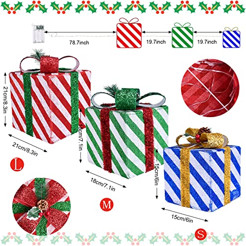 リケニー クリスマスデコレーション ライト付きギフトボックス ライトアップギフトボックス 3