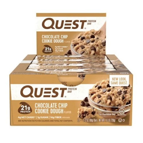 クエストバー プロテインバー チョコレートチップ クッキードウ 12本入り/ Quest Protein Bar Chocolate Chip Cookie Dough 1